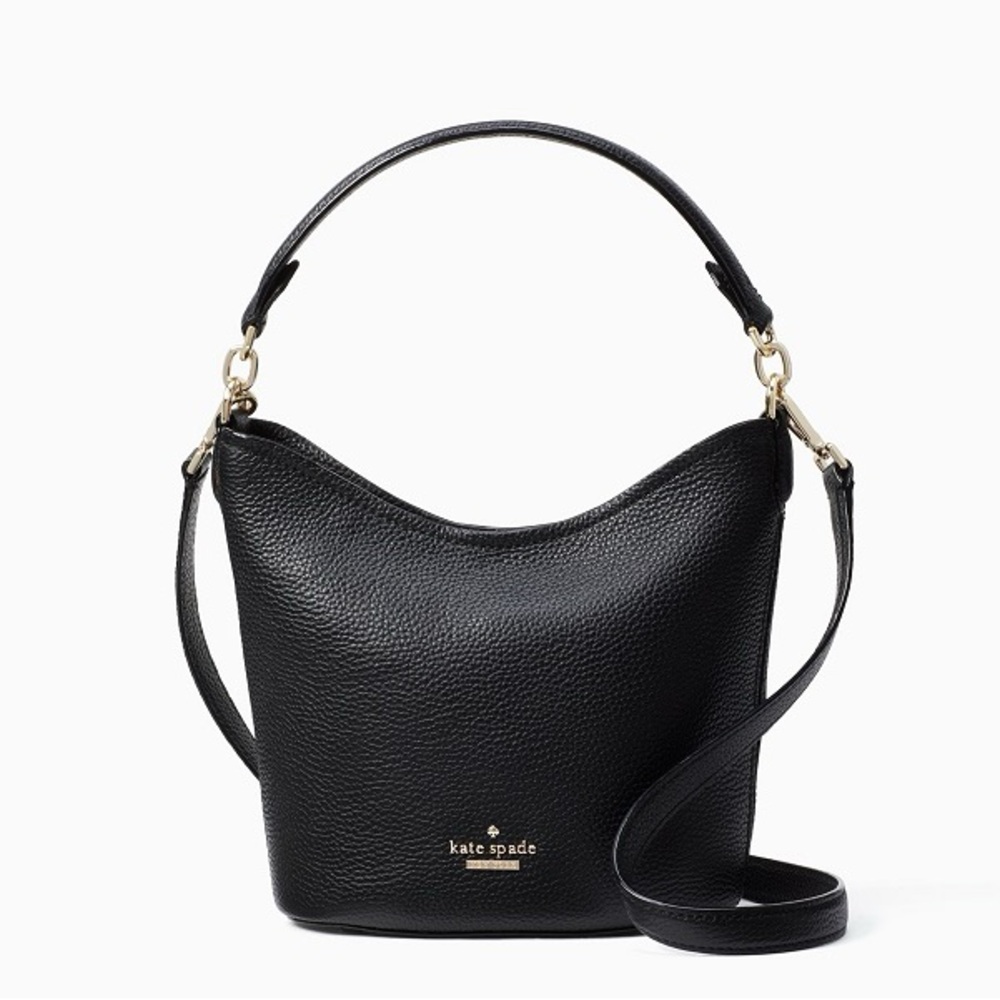KATE SPADE JACKSON STREET SMALL RUBIE BLACK PEBBLED LEATHER HOBO PURSE